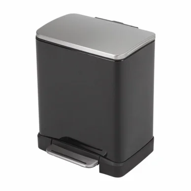 Usine Directe Poubelle à Pédale EKO E-Cube Black Mat Inox 20L
