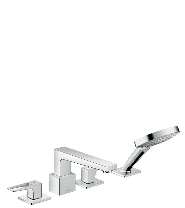 Prix Choc Metropol Set de finition Mélangeur 4 trous pour montage sur bord de baignoire sans Secuflex, poignée étrier, chromé (74553000)