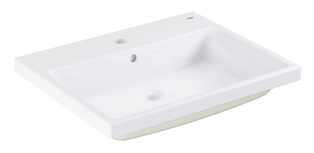 Pas Cher Cube ceramic Vasque à encastrer par dessus 60 cm, blanc alpin (3947900H)