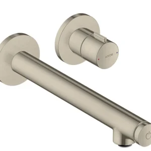 UNO Mitigeur lavabo Select encastré mural, bec 220mm, bonde à écoulement libre, nickel brossé (45113820) Certifié
