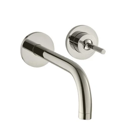 UNO Mitigeur lavabo encastré mural avec rosaces, bec 225 mm, bonde à écoulement libre, nickel brossé (38116820) Promotion