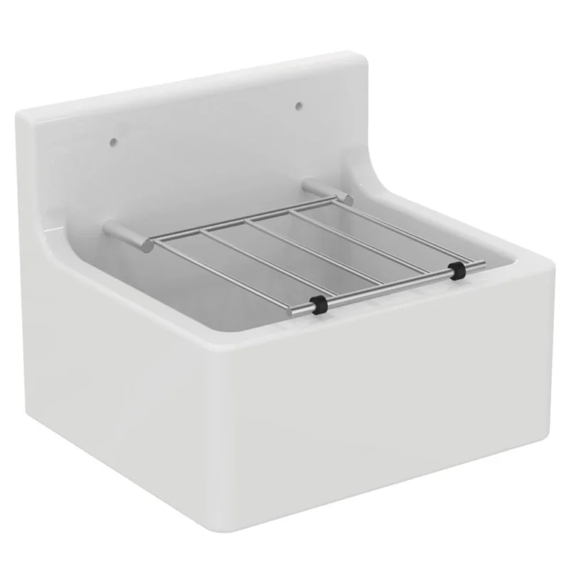 Poste d‘eau 46 x 38 cm avec grille porte seau, blanc (S593901) Meilleur Choix