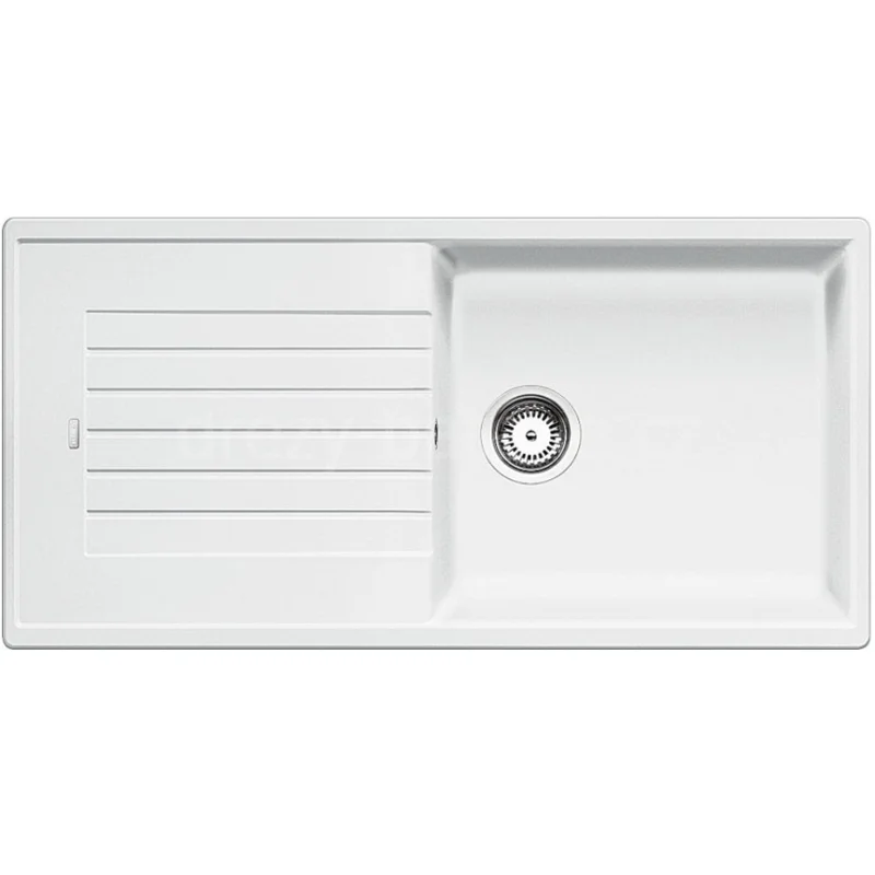 ZIA XL 6 S - évier en composite de granit SILGRANIT PuraDur II, simple bac XL avec égouttoir, couleur blanc (517571) Remise