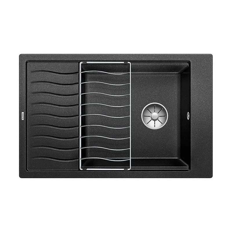 Evier ELON XL 6 S PuraDur en Silgranit 78x50cm cuve XL réversible + Egouttoir inox, Noir (525883) Must-Have