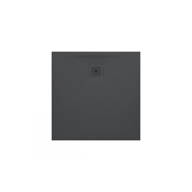 Satisfait Ou Remboursé Pro Receveur de douche en gel coat Marbond extra-plat carré, évacuation sur le côté 80x80, Gris mat H2109500780001
