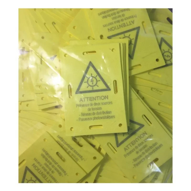 100 x Plaques de signalisation "Présence de 2 sources de tension" - 50x74mm Offre Exclusive