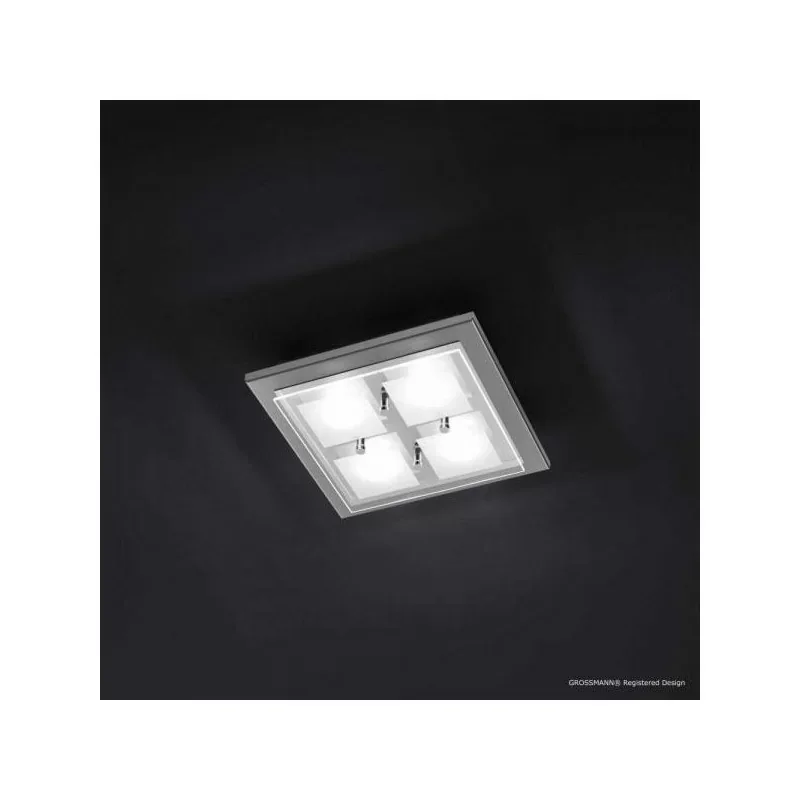 Nouveauté Grossmann 76-272-063 - Plafonnier 4 Lampes LED Domino - Nickel mat