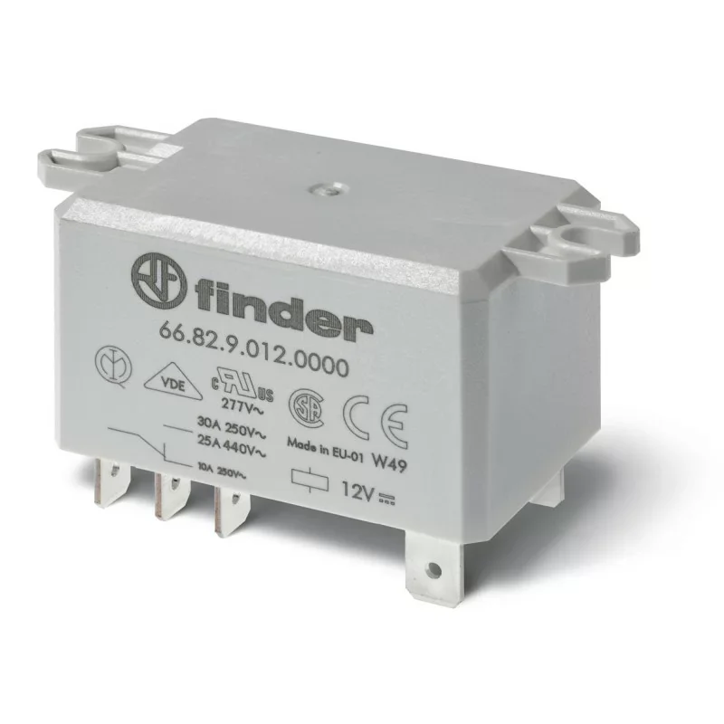 Achat Immédiat Finder 66.82.9.012.0000 - Relais de puissance Faston250 2RT 30A 250Vac 12Vdc avec Pattes de fixations