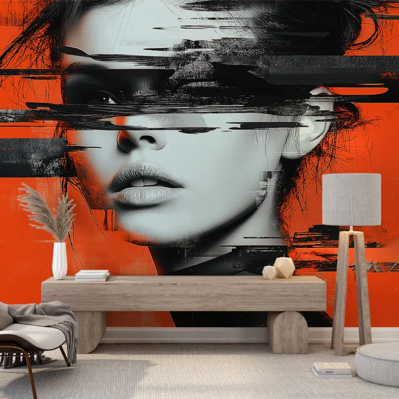 Commande En Gros Papier peint abstrait Portrait moderne avec touches de couleurs vives