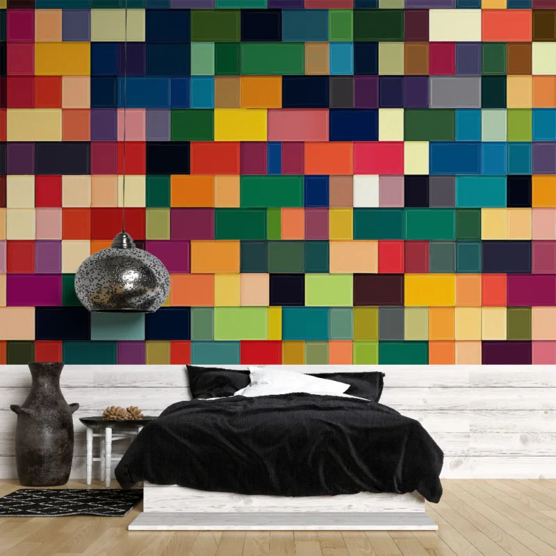 Authentique Papier peint couleurs vives Une mosaïque de teintes éclatantes pour dynamiser votre espace