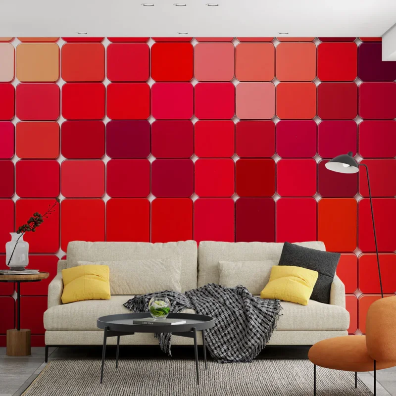 Nouveauté Papier peint dégradé de rouges Palette de nuances rouges vibrantes et douces