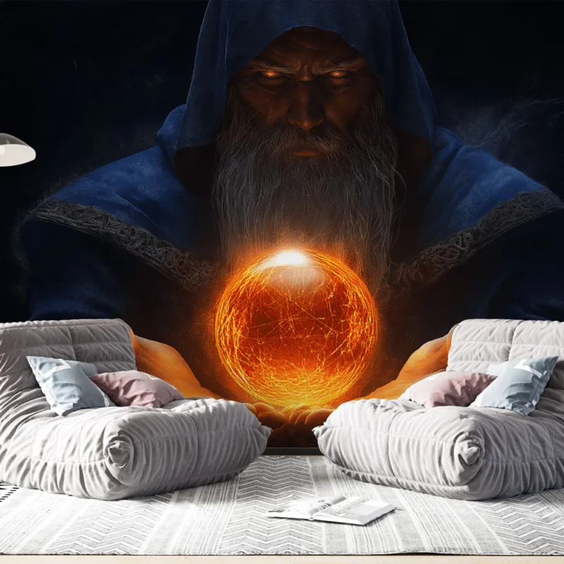 Meilleur Prix Papier peint magie Sombre sorcier tenant une orbe lumineuse