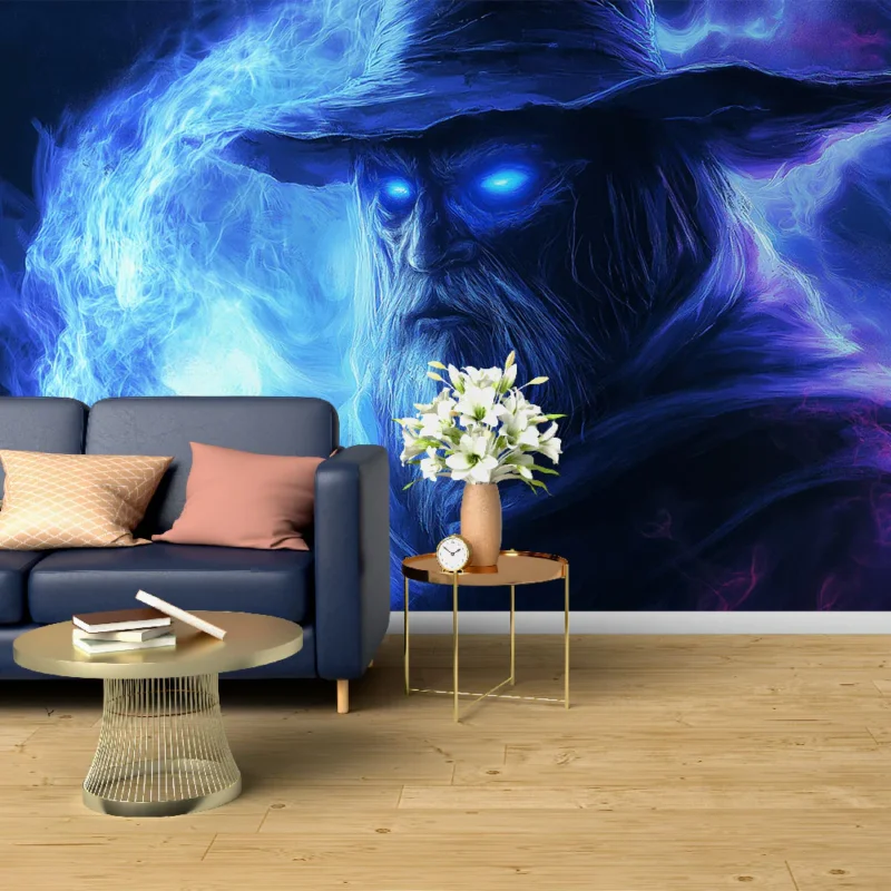 Papier peint sorcier Sorcier mystique avec éclats de lumière bleue et violette Must-Have