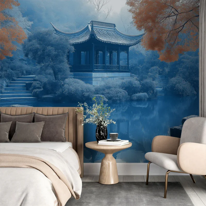 Achat Immédiat Papier peint paisible Reflets d‘un pavillon dans un jardin mystique
